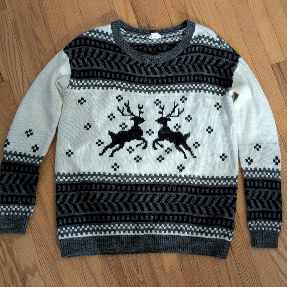 Garage Men's Gray and Cream Reindeer Sweater - Picture 1 of 5